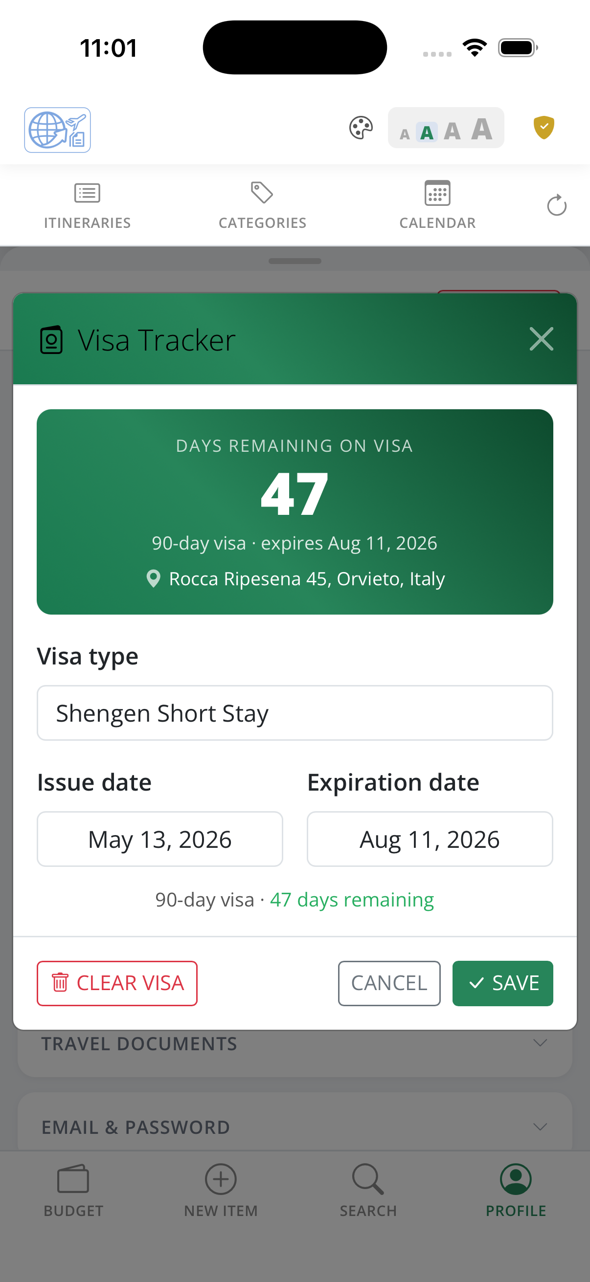 Visa editor